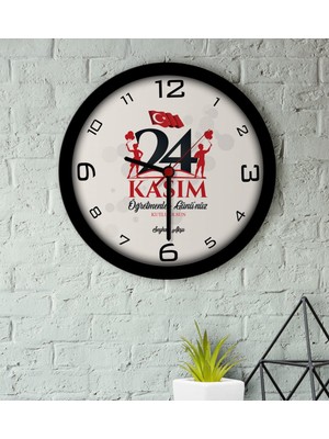 BK Kişiye Özel Öğretmenler Gününüz Kutlu Olsun Ahşap Duvar Saati-2