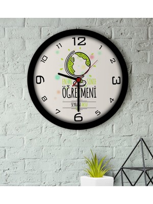 BK Kişiye Özel En Iyi Sınıf Öğretmeni Ahşap Duvar Saati-3