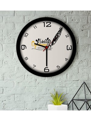 BK Kişiye Özel Edebiyat Öğretmeni Ahşap Duvar Saati-2