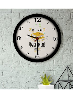 BK Kişiye Özel En Iyi Sınıf Öğretmeni Ahşap Duvar Saati-6