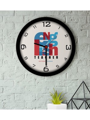 BK Kişiye Özel Ingilizce Öğretmeni Ahşap Duvar Saati-10