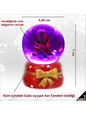 Süsle Bebek ve Parti Uçuşan Kar Taneli,7cm x 4,5cm LED Işıklı Kar Küresi - 1 Adet