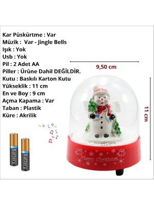 Süsle Bebek ve Parti Kar Püskürten, Müzikli ve Pilli Kar Küresi - 11CM x 9,5cm Ma