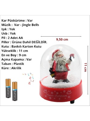 Süsle Bebek ve Parti Kar Püskürten, Müzikli ve Pilli Kar Küresi - 11CM x 9,5cm MB