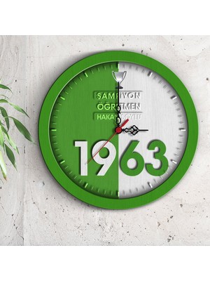 BK Kişiye Özel Yeşil Beyaz Şampiyon Öğretmen Ahşap Duvar Saati