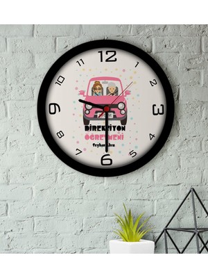 BK Kişiye Özel Direksiyon Öğretmeni Ahşap Duvar Saati