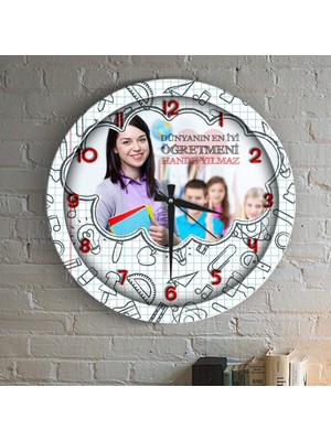 BK Kişiye Özel Dünyanın En Iyi Öğretmeni Ahşap Duvar Saati - 1