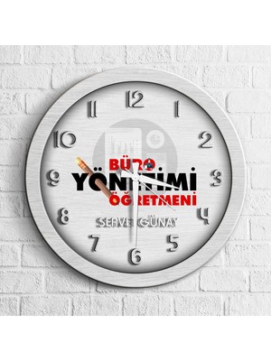 BK Kişiye Özel Mesleki Büro Yönetimi Öğretmeni Ahşap Duvar Saati - 1