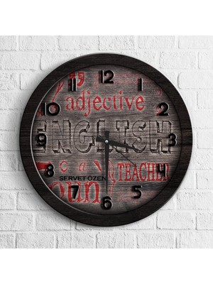 BK Kişiye Özel Mesleki Ingilizce Öğretmeni Ahşap Duvar Saati - 4