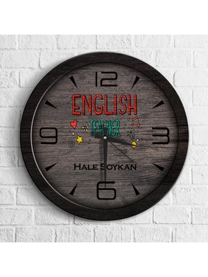 BK Kişiye Özel Mesleki Ingilizce Öğretmeni Ahşap Duvar Saati - 3