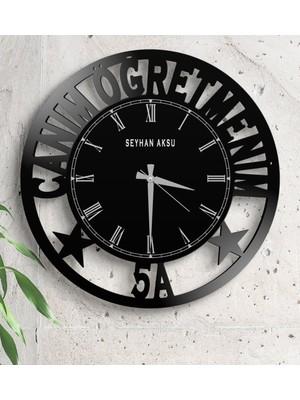 BK Kişiye Özel Canım Öğretmenim Ahşap Duvar Saati (Model 3)