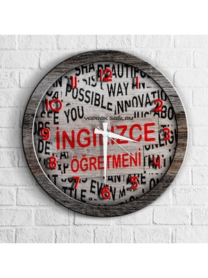 BK Kişiye Özel Mesleki Ingilizce Öğretmeni Ahşap Duvar Saati - 1