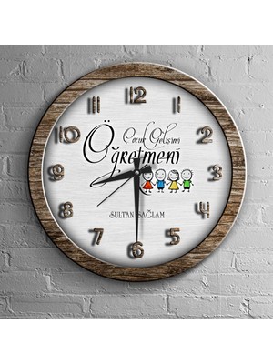 BK Kişiye Özel Mesleki Çocuk Gelişimi Öğretmeni Ahşap Duvar Saati