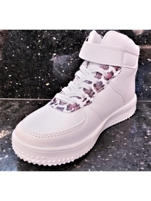 Cool Pekin Leopar Çocuk Günlük Cırtlı  Uzun Konçlu Sneaker Spor Ayakkabı