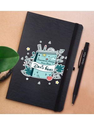 Bk Gift Kişiye Özel Öğretmenler Günü Tasarımlı Siyah Defter ve Metal Versatil Kalem(0,7 Kurşun) Hediye Seti-1