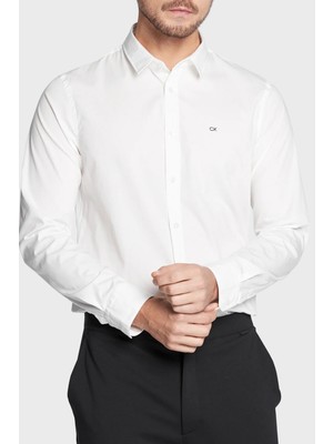 Calvin Klein Pamuklu Slim Fit Ince Poplin Streç Gömlek Erkek Gömlek K10K110856 Yaf