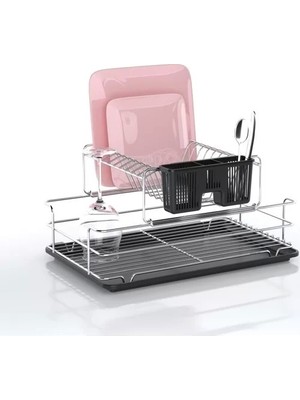 Evistro 2 Katlı Ayrı Ayrı Da Sökülüp Kullanılabilen Tabaklık Bulaşıklık Siyah Tepsili