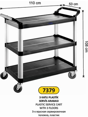 Arı Metal Servis Arabası 3 Katlı Plastik