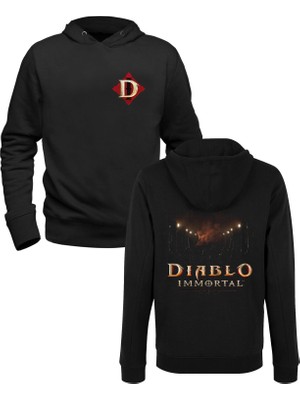Alfa Tshirt Diablo Immortal Heroes Ön Arka Baskılı Siyah Sweatshirt