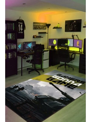 Homshtag Oynamaya Devam Pamuklu Dokuma Tabanlı Yıkanabilir Kaymaz Dekoratif Oyuncu Halısı