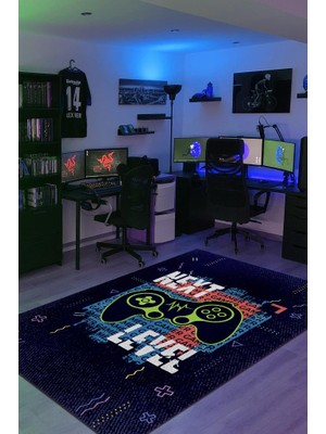 Homshtag Next Level Pamuklu Dokuma Tabanlı Yıkanabilir Kaymaz Dekoratif Oyuncu Halısı