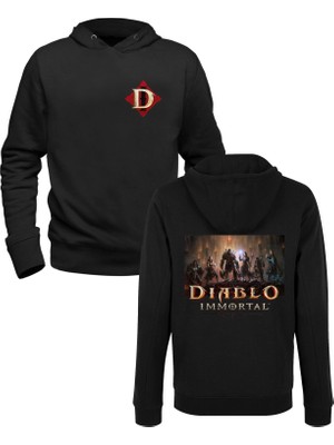 Alfa Tshirt Diablo Immortal Ön Arka Baskılı Siyah Sweatshirt
