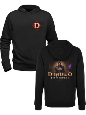 Alfa Tshirt Diablo Immortal Wizard Male Ön Arka Baskılı Siyah Sweatshirt