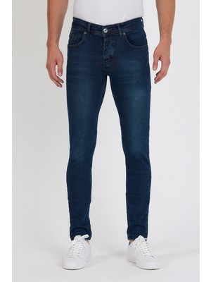 New Time Erkek Jean Skinny Fit Likralı Yeşil Tintli Tınarklı