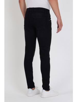 New Time Erkek Jeans Skinny Fit Likralı Black Tırnaklı