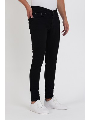 New Time Erkek Jeans Skinny Fit Likralı Düz Black