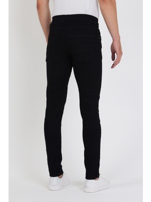 New Time Erkek Jeans Skinny Fit Likralı Düz Black