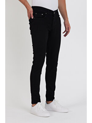 New Time Erkek Jeans Skinny Fit Likralı Düz Black