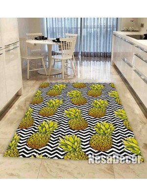 Nesa Decor Nesadecor Ananas Desenli Mutfak Halısı Hd Kalite Dijital Baskı Dokuma Taban