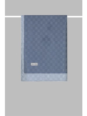 Armanda Dama Monogram Desenli Şal 3041-Kot Mavi