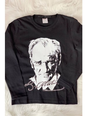 Mojo Bebek  Çocuk Atatürk Baskılı Uzun Kol T-Shirt 9032 Siyah