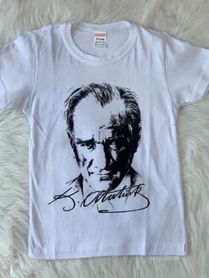 Mojo Bebek  Çocuk Atatürk Baskılı Kısa Kol T-Shirt 9034 Beyaz