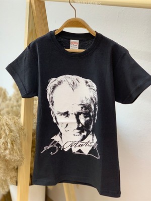 Mojo Bebek  Çocuk Atatürk Baskılı Kısa Kol T-Shirt 9034 Siyah