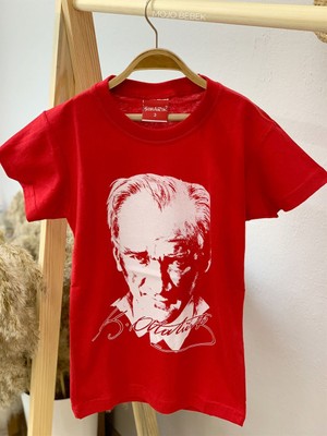 Mojo Bebek  Çocuk Atatürk Baskılı Kısa Kol T-Shirt 9034 Kırmızı