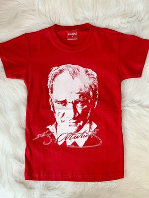 Mojo Bebek  Çocuk Atatürk Baskılı Kısa Kol T-Shirt 9034 Kırmızı