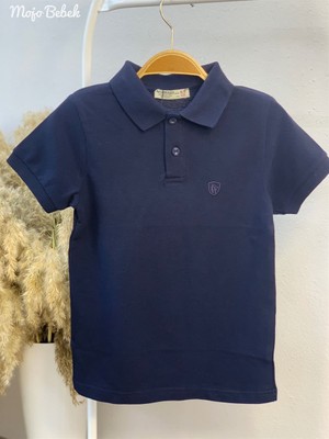 Mojo Bebek Mojo Unisex Çocuk Düğmeli Kısa Kol Lacoste T-shirt 5281 Lacivert