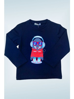 Mojo Bebek Erkek Çocuk Robot Baskılı Uzun Kol T-Shirt 123400 Siyah