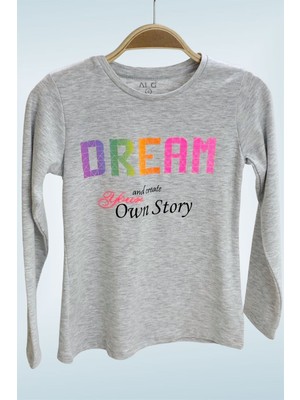 Mojo Bebek Kız Çocuk Dream Baskılı Uzun Kol T-Shirt 723408 Gri