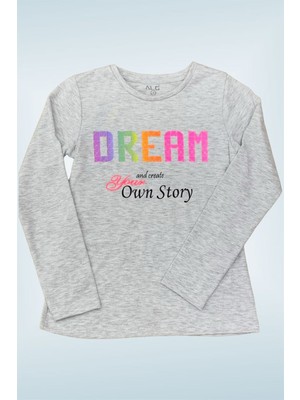 Mojo Bebek Kız Çocuk Dream Baskılı Uzun Kol T-Shirt 723408 Gri