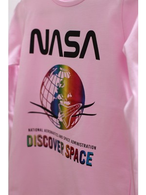 Mojo Bebek Kız Çocuk Nasa Baskılı Uzun Kol T-Shirt 723410 Pembe