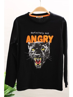 Mojo Bebek Erkek Çocuk Angry Baskılı Uzun Kol T-Shirt 323117 Siyah