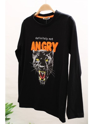 Mojo Bebek Erkek Çocuk Angry Baskılı Uzun Kol T-Shirt 323117 Siyah