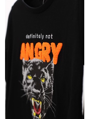 Mojo Bebek Erkek Çocuk Angry Baskılı Uzun Kol T-Shirt 323117 Siyah