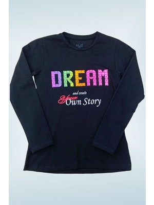 Mojo Bebek Kız Çocuk Dream Baskılı Uzun Kol T-Shirt 723408 Siyah