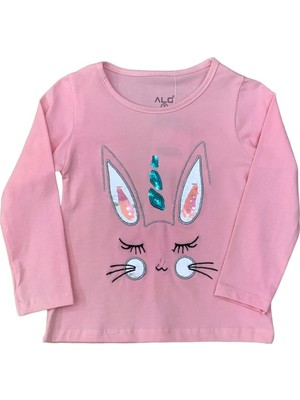 Mojo Bebek Kız Çocuk Tavşan Nakışlı Uzun Kol T-Shirt 523408 Pembe