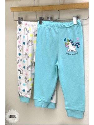 Mojo Bebek Kız Bebek Unicorn 2'li Pijama Altı 6661 Beyaz-Mavi